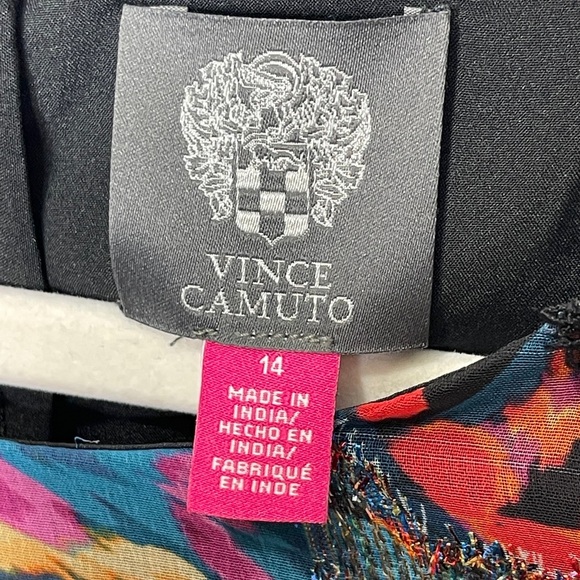 Vince Camuto Metallic Paisley-Print Lace-Trim Dress Shimmery Size 14 - Picture 6 of 16